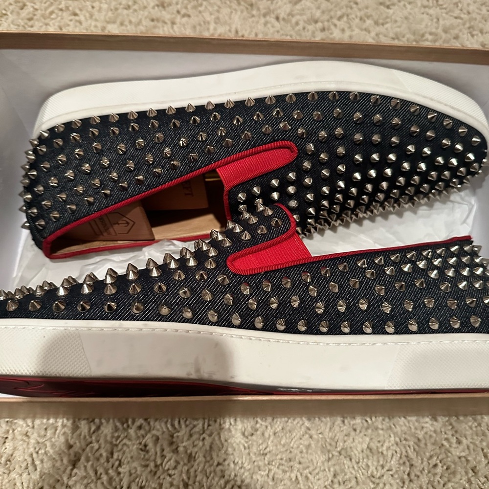 Spiked Denim Christian Louboutin Sneakers